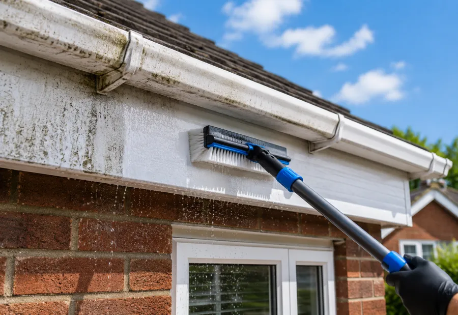 Gutter and fascia cleaning service illustration